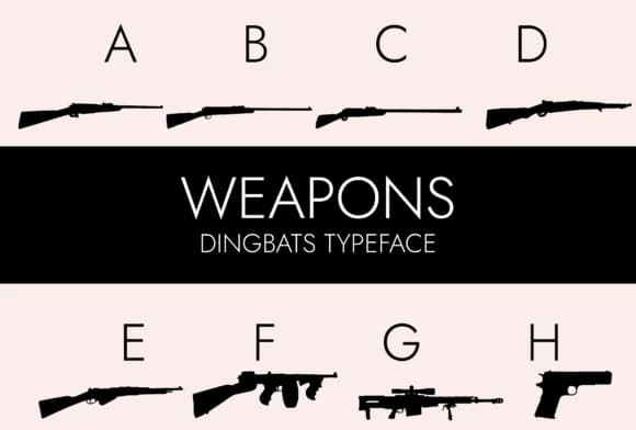 Weapons Silhouettes by Minimalistartstudio — Dingbats Font