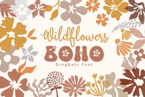 Wildflowers Boho by Pui Art — Dingbats Font