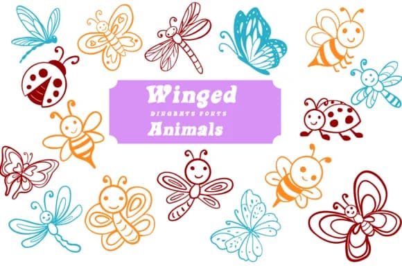 Winged Animals by Suphitchaya — Dingbats Font