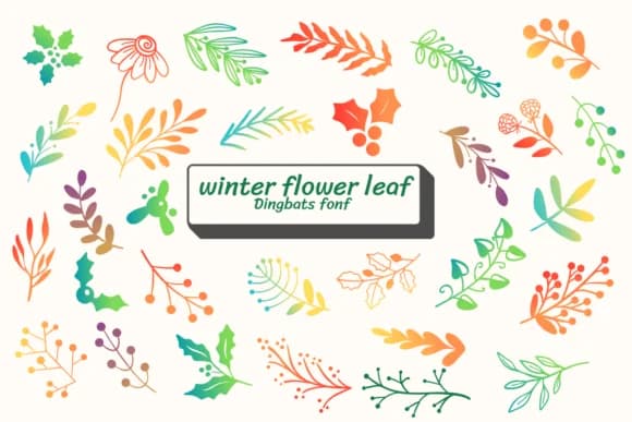 Winter Flower Leaf by Ketsarin — Dingbats Font