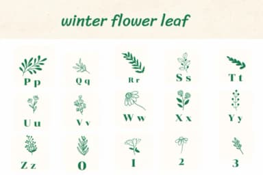 Winter Flower Leaf by Ketsarin — Dingbats Font — thumbnail 3