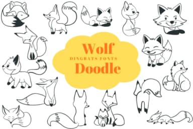 Wolf Doodle by Suphitchaya — Dingbats Font — thumbnail 1