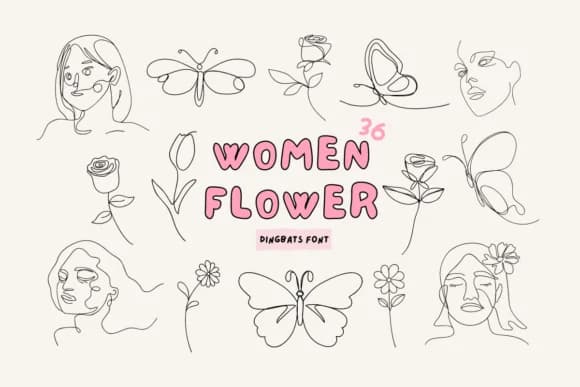 Women and Flower by Babymimiart — Dingbats Font