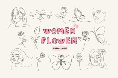 Women and Flower by Babymimiart — Dingbats Font — thumbnail 1