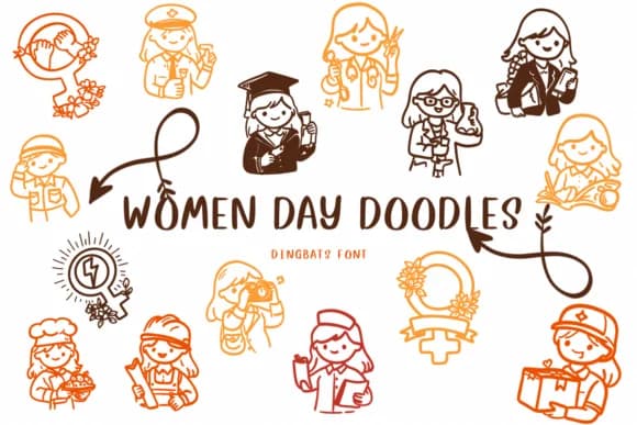 Women Day Doodles by CHANOK — Dingbats Font