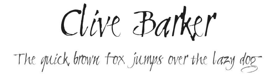 Clive Barker by Joseph M. Pence — Script Handwritten Font