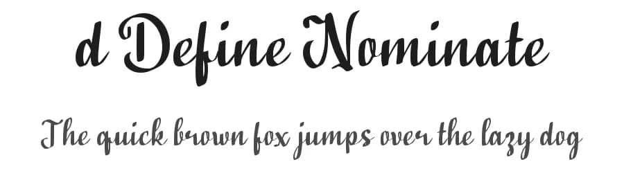 d Define Nominate by wepfont.com — Script Handwritten Font