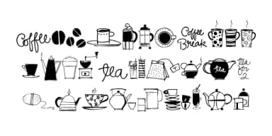 Coffee and Tea Doodles by Outside the Line — Dingbats Font — thumbnail 3