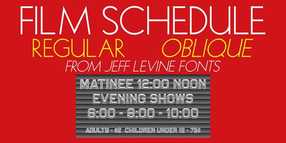 FILM SCHEDULE JNL by Jeff Levine Fonts — Decorative Font