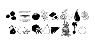 Fruit and Veggie Doodles by Outside the Line — Dingbats Font — thumbnail 2
