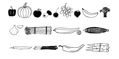 Fruit and Veggie Doodles by Outside the Line — Dingbats Font — thumbnail 3