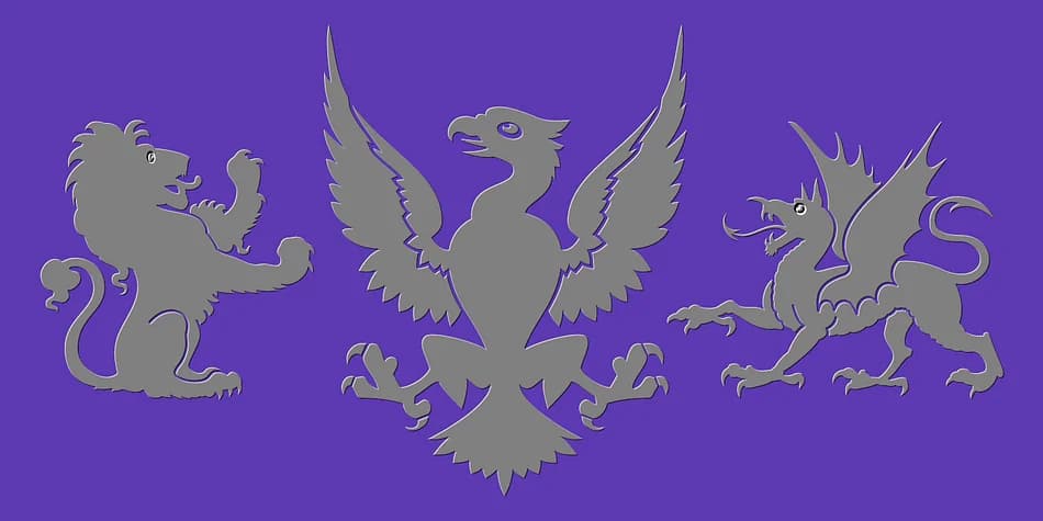 Heraldic Creatures by Gerald Gallo Fonts — Dingbats Font