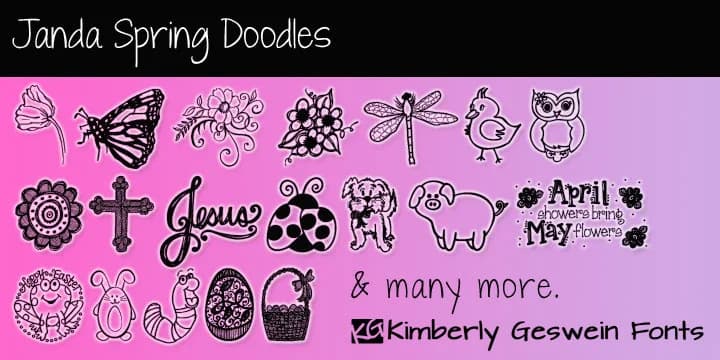 Janda Spring Doodles by Kimberly Geswein Fonts — Dingbats Font
