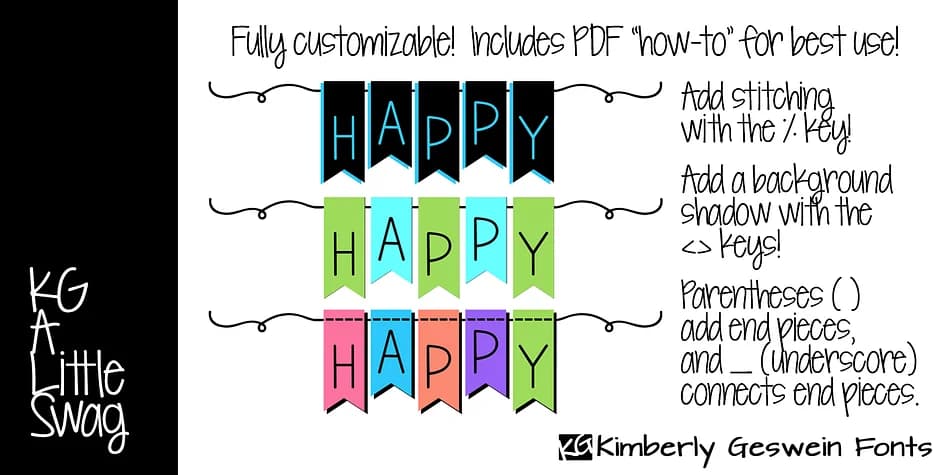 KG A Little Swag by Kimberly Geswein Fonts — Dingbats Font