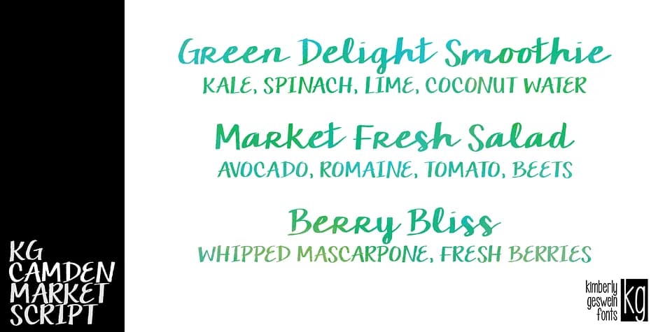 KG Camden Market Script by Kimberly Geswein Fonts — Script Handwritten Font — preview 1