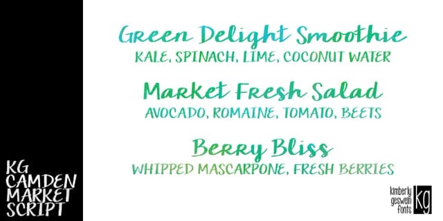 KG Camden Market Script by Kimberly Geswein Fonts — Script Handwritten Font