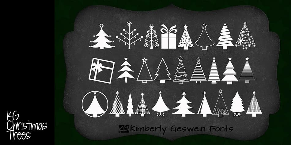 KG Christmas Trees by Kimberly Geswein Fonts — Dingbats Font