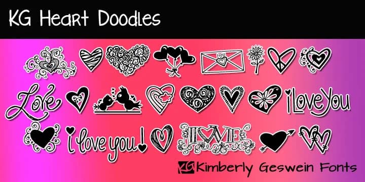 KG Heart Doodles by Kimberly Geswein Fonts — Dingbats Font
