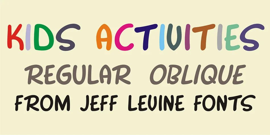 KIDS ACTIVITIES JNL by Jeff Levine Fonts — Decorative Font