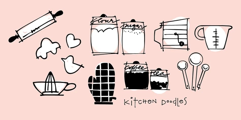 Kitchen Doodles by Outside the Line — Dingbats Font