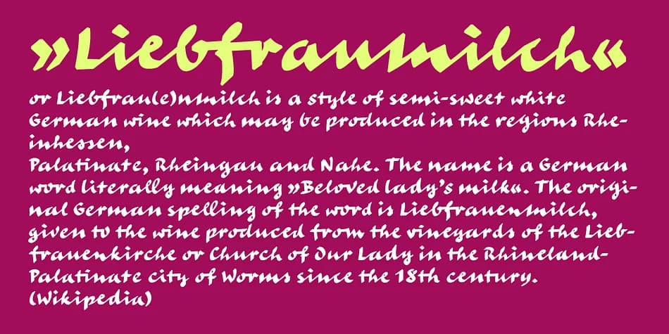 Liebfraumilch by Yanone — Script Handwritten Font