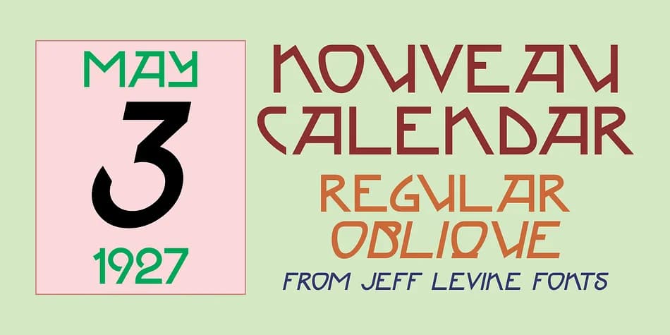 NOUVEAU CALENDAR JNL by Jeff Levine Fonts — Decorative Font