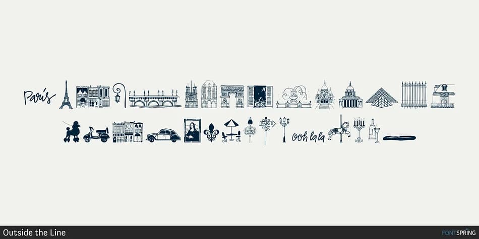 Paris Doodles by Outside the Line — Dingbats Font