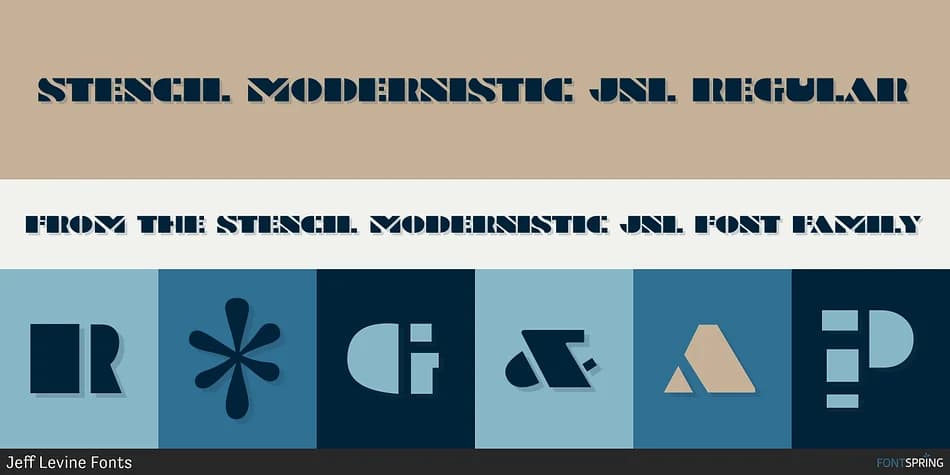 STENCIL MODERNISTIC JNL by Jeff Levine Fonts — Decorative Font
