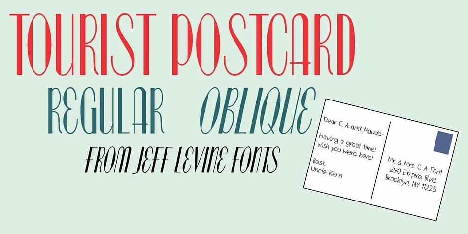 TOURIST POSTCARD JNL by Jeff Levine Fonts — Decorative Font