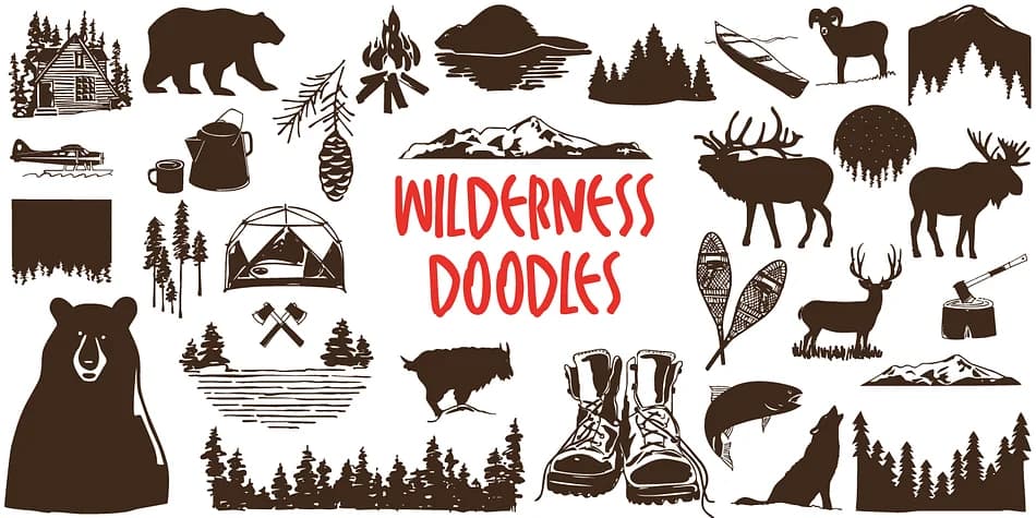 Wilderness Doodles by Outside the Line — Dingbats Font