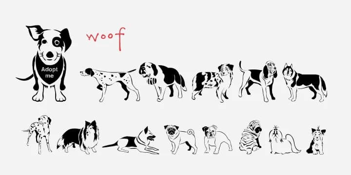 Woof by Outside the Line — Dingbats Font