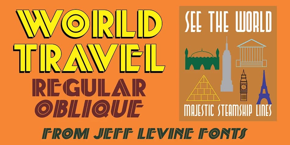 WORLD TRAVEL JNL by Jeff Levine Fonts — Decorative Font