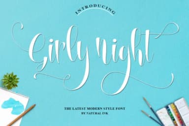 Girly Night Font by Natural Ink — Script Handwritten Font — thumbnail 1