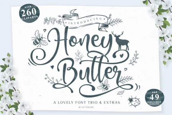 Honey Butter Trio Font by Lettersiro Co. — Script Handwritten Font