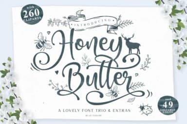 Honey Butter Trio Font by Lettersiro Co. — Script Handwritten Font — thumbnail 1