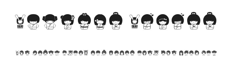 Kokeshi Kawaii by Maelle.K | Thomas Boucherie — Dingbats Font