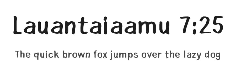 Lauantaiaamu 7:25 by Juha Korhonen — Script Handwritten Font