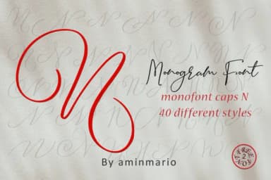 Monogram N by aminmario — Script Handwritten Font — thumbnail 1