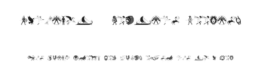 Mythical & Hoplite Noogies by Walter Velez — Dingbats Font