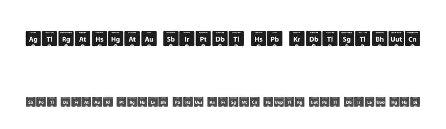 Periodic Table of Elements by Woodcutter — Dingbats Font