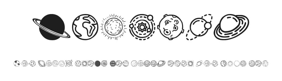 Planets by Woodcutter — Dingbats Font