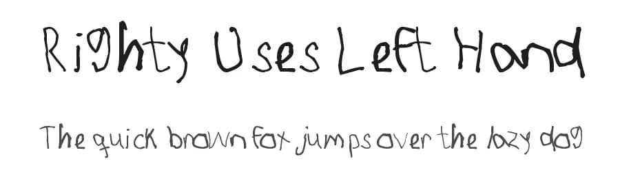 Righty Uses Left Hand by Ebba ... — Script Handwritten Font