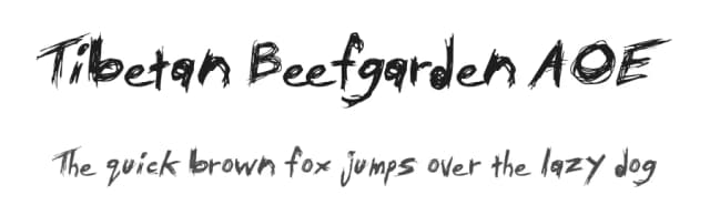 Tibetan Beefgarden AOE by Astigmatic One Eye Typographic Institute — Script Handwritten Font