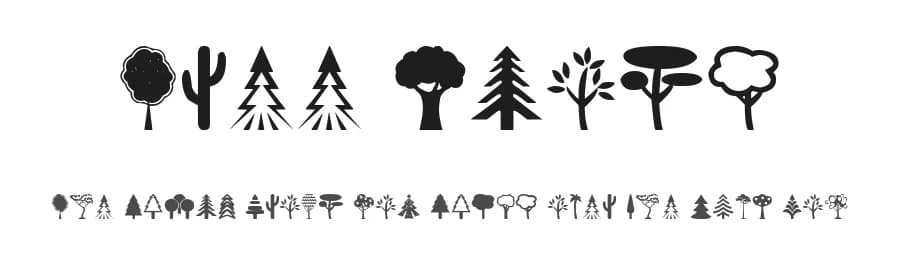 Tree Icons by Woodcutter — Dingbats Font