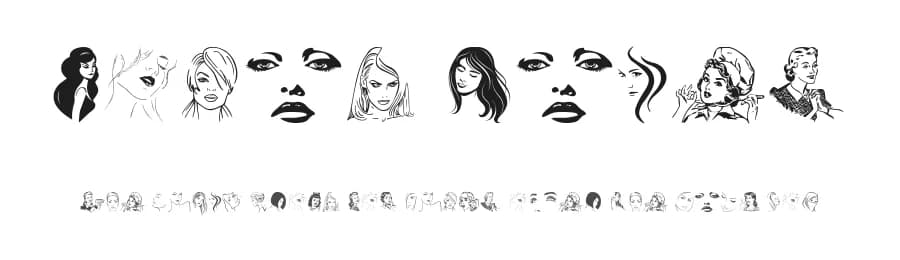 Woman Faces by Woodcutter — Dingbats Font
