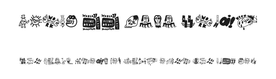 World 77 Mini Draws by Woodcutter — Dingbats Font