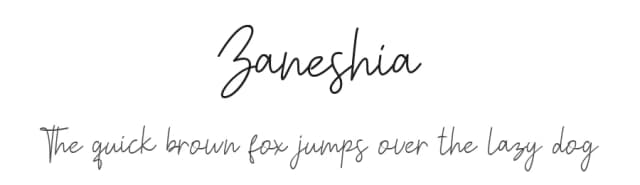 Zaneshia by Nabila — Script Handwritten Font