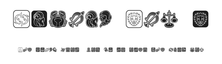 Zodiac Signs by Vladimir Nikolic — Dingbats Font