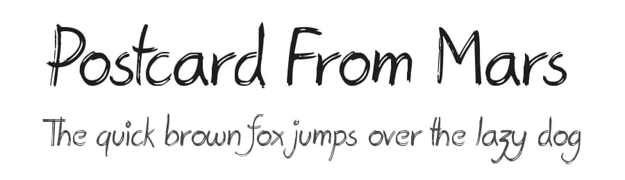 Postcard From Mars by JSH creates β Script Handwritten Font