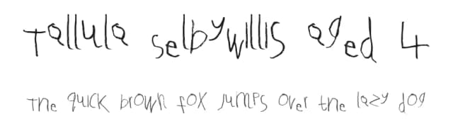 Tallula SelbyWillis aged 4 by KiddieFonts — Script Handwritten Font